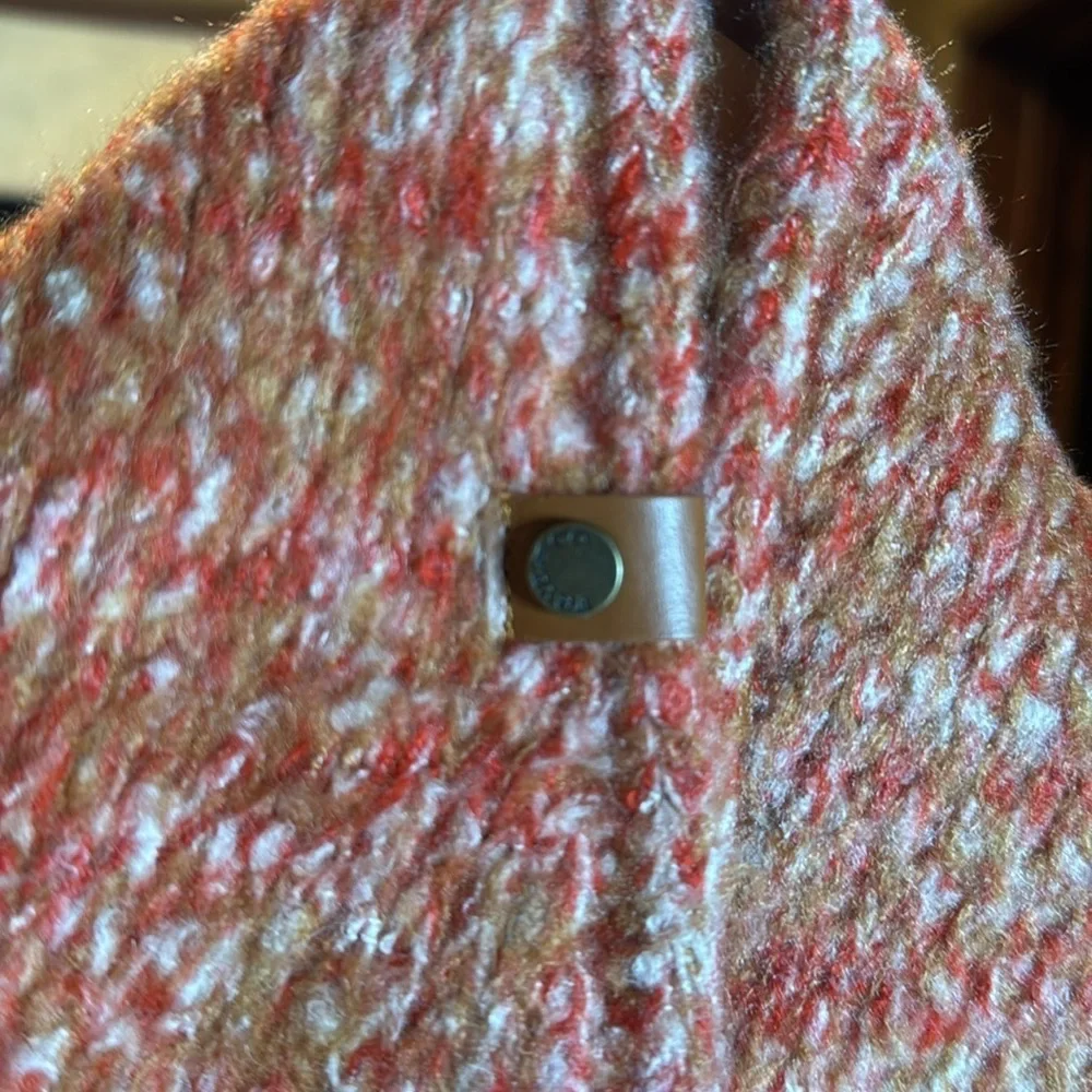 NWT Frye & Co Orange Tan Cream Knit Infinity Scarf Cozy Winter Wrap OS